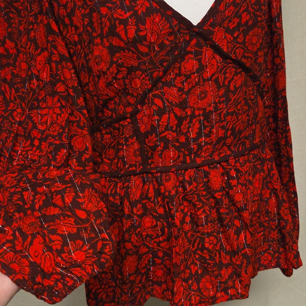 Red Floral Top - Picture 2 of 5